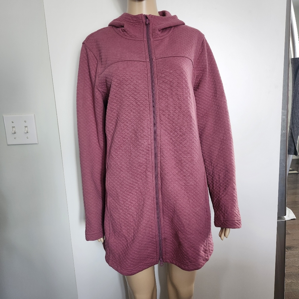 L.L. BEAN Women's Soft Cozy Light‎ Quilted Hooded Tunic Jacket Mauve Medium - Picture 3 of 16